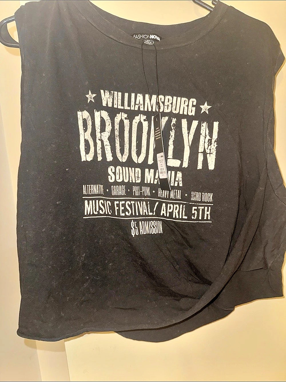 Fashion Nova Brooklyn Trendy Tank Top Graphic Muscle Tee Black Size XS